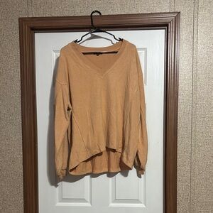 Casual Tan V-Neck Sweater